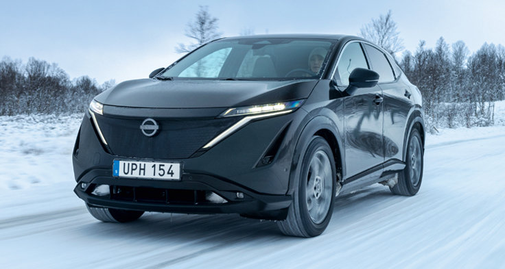 M Sverige Testar Elbilar På Vintern Nissan Ariya 63 KWH Front